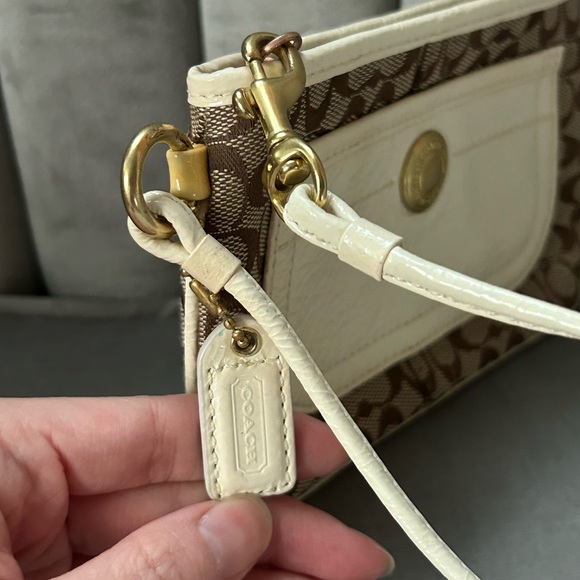 Coach Monogram Brown and Cream Wristlet - Picture 3 of 9